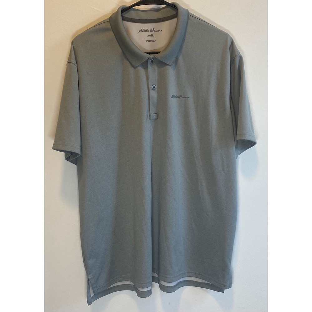 Eddie Bauer Mens‎ XL FreeDry Performance Polo Shirt Gray Short Sleeve Outdoor